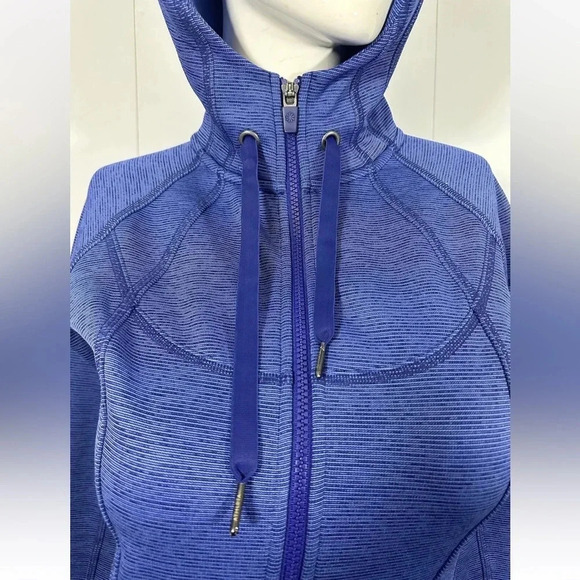 Athleta Blue Full Zip Hooded Fleece Jacket Athletic Active Gym Sweater XS - Picture 2 of 11